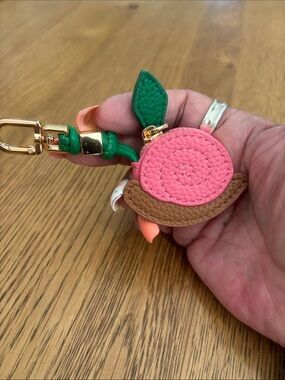 Pink Leather Snail Keychain Charm coin pouch